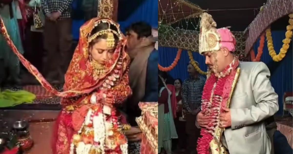 The ceremony of seven rounds was going on in the wedding, the groom was in front, but people were surprised to see the bride behind!