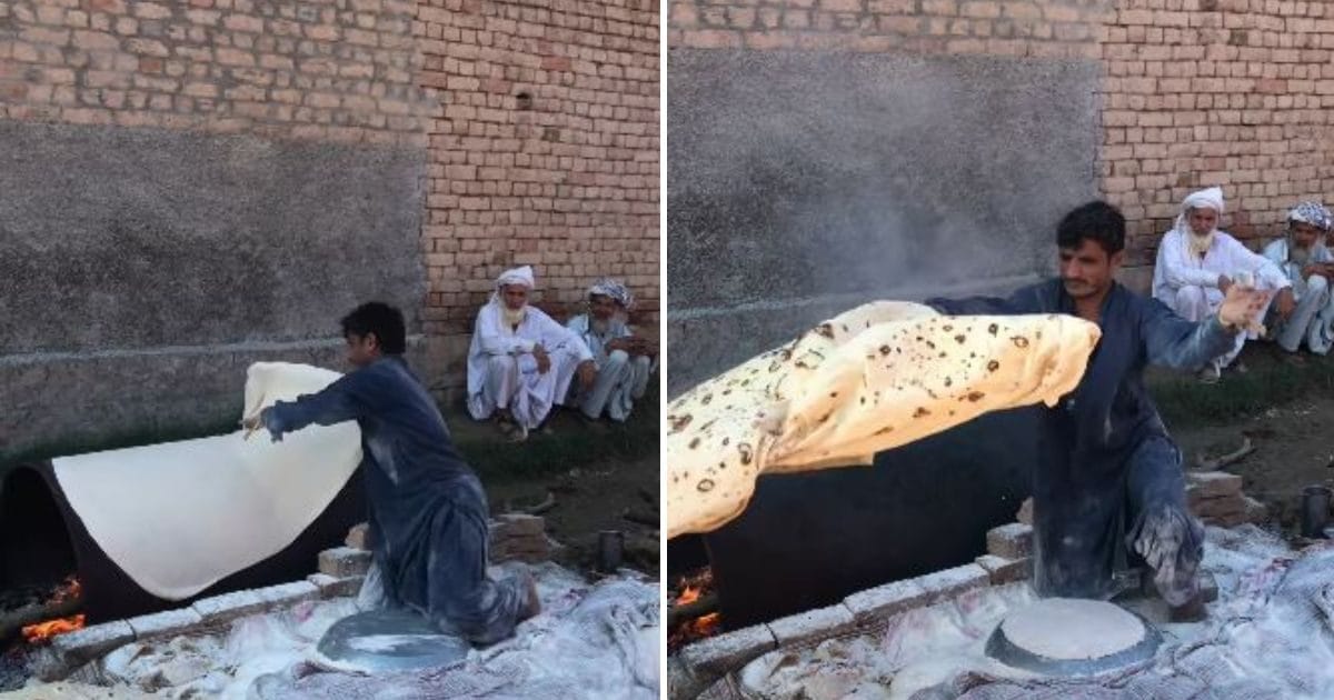 Is it bread or blanket? A person made such a big roti with his own hands, if you eat even one, you will not feel hungry for 2 days!